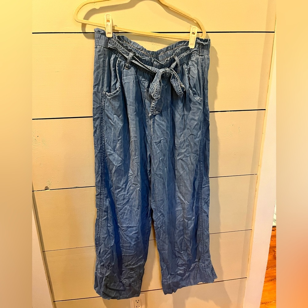 Knox Rose XL chambray pants- elastic waist and belt